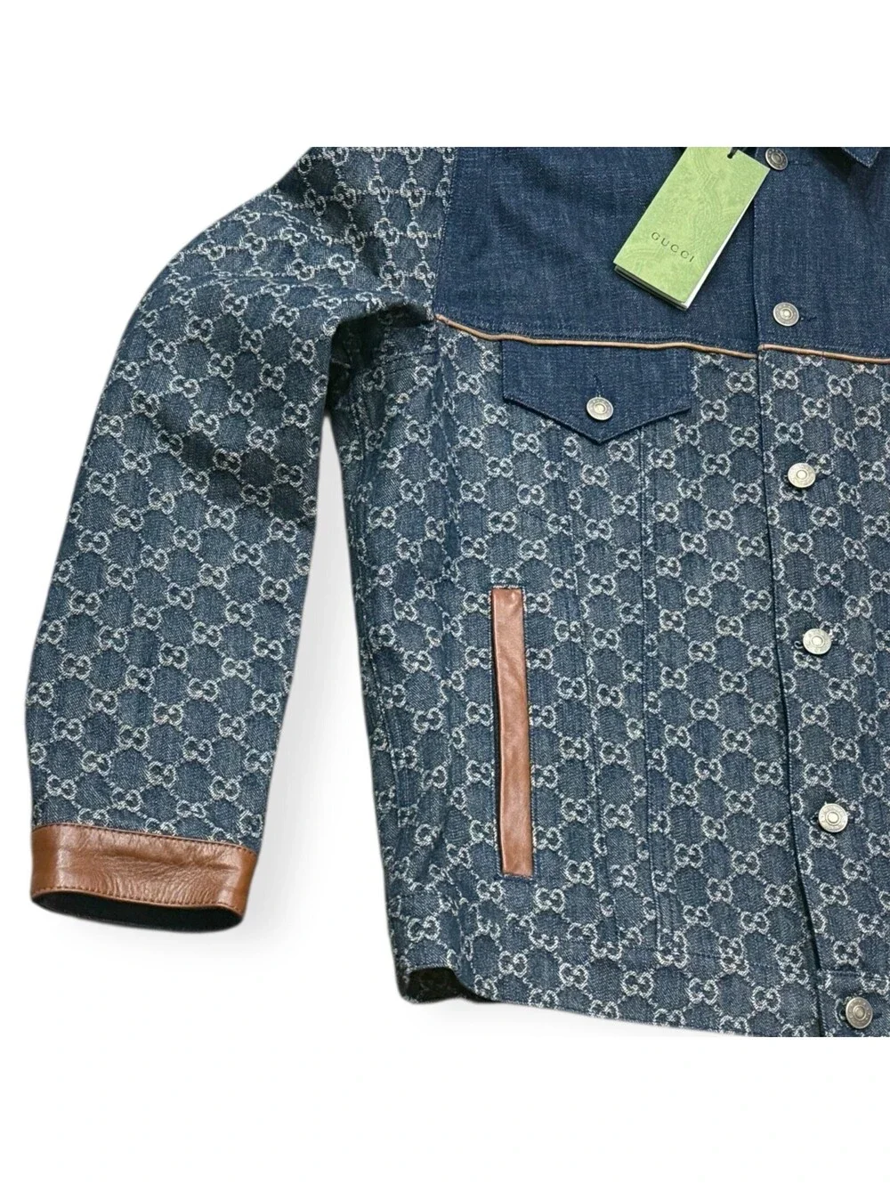 Gucci Eco Washed Organic GG Monogram Denim Jacket Size 48 Mens - NWT